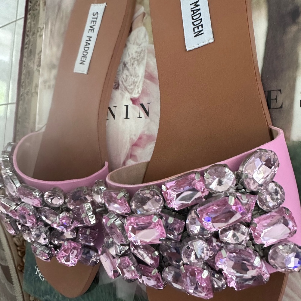 #128 STEVE MADDEN Brionna Crystal
Faux Jeweled Embellished Sandals - Picture 2 of 6
